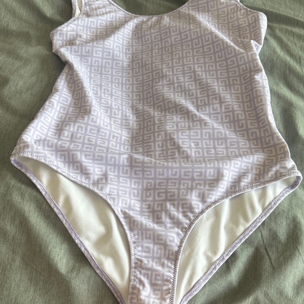 Givenchy Kids Swim One Piece in White and Gray